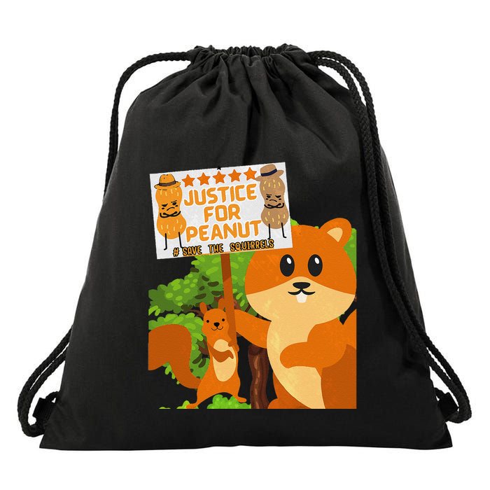 Save The Squirrels Justice For Peanut Pnut Peanut Squirrel Drawstring Bag