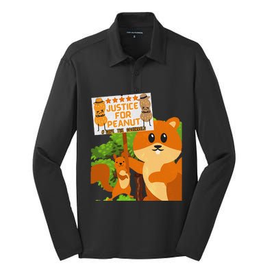 Save The Squirrels Justice For Peanut Pnut Peanut Squirrel Silk Touch Performance Long Sleeve Polo