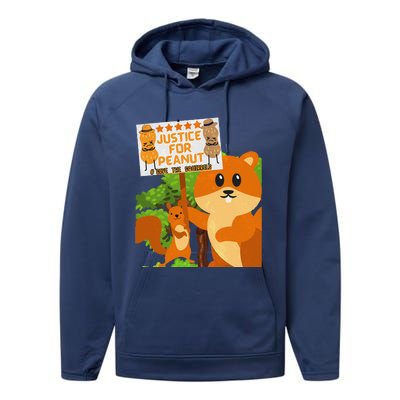 Save The Squirrels Justice For Peanut Pnut Peanut Squirrel Performance Fleece Hoodie