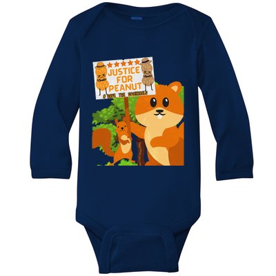 Save The Squirrels Justice For Peanut Pnut Peanut Squirrel Baby Long Sleeve Bodysuit