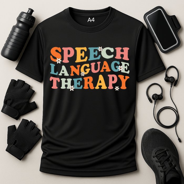 Speech Therapy Speech Language Therapy Pathologist Retro SLP Cooling Performance Crew T-Shirt
