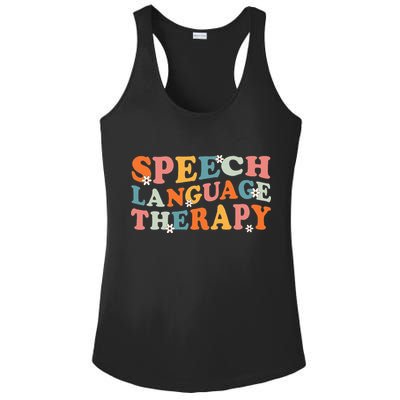 Speech Therapy Speech Language Therapy Pathologist Retro SLP Ladies PosiCharge Competitor Racerback Tank