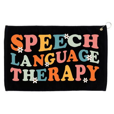 Speech Therapy Speech Language Therapy Pathologist Retro SLP Grommeted Golf Towel