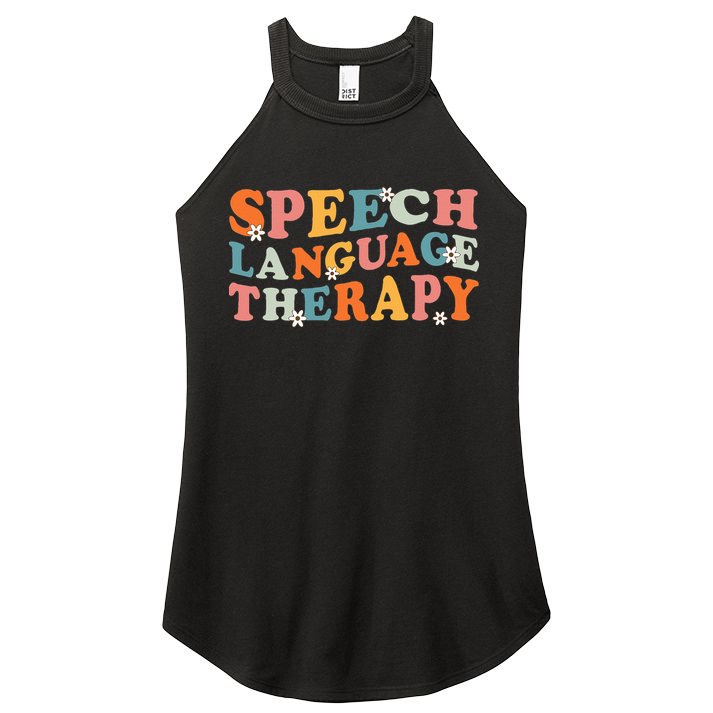 Speech Therapy Speech Language Therapy Pathologist Retro SLP Women's Perfect Tri Rocker Tank