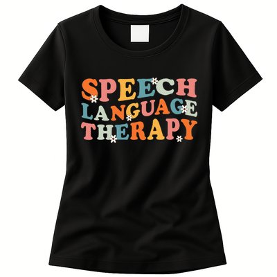 Speech Therapy Speech Language Therapy Pathologist Retro SLP Womens T-Shirt