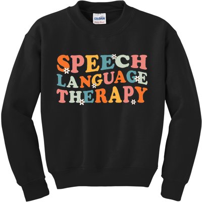 Speech Therapy Speech Language Therapy Pathologist Retro SLP Kids Sweatshirt