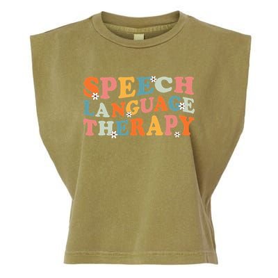 Speech Therapy Speech Language Therapy Pathologist Retro SLP Garment-Dyed Women's Muscle Tee