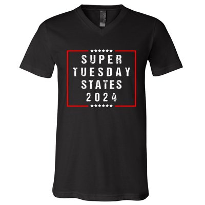 Super Tuesday States 2024 Vote American Elections V-Neck T-Shirt