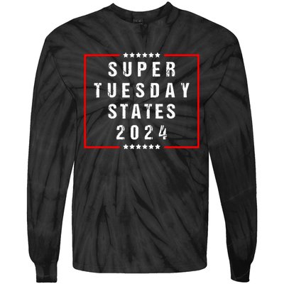 Super Tuesday States 2024 Vote American Elections Tie-Dye Long Sleeve Shirt