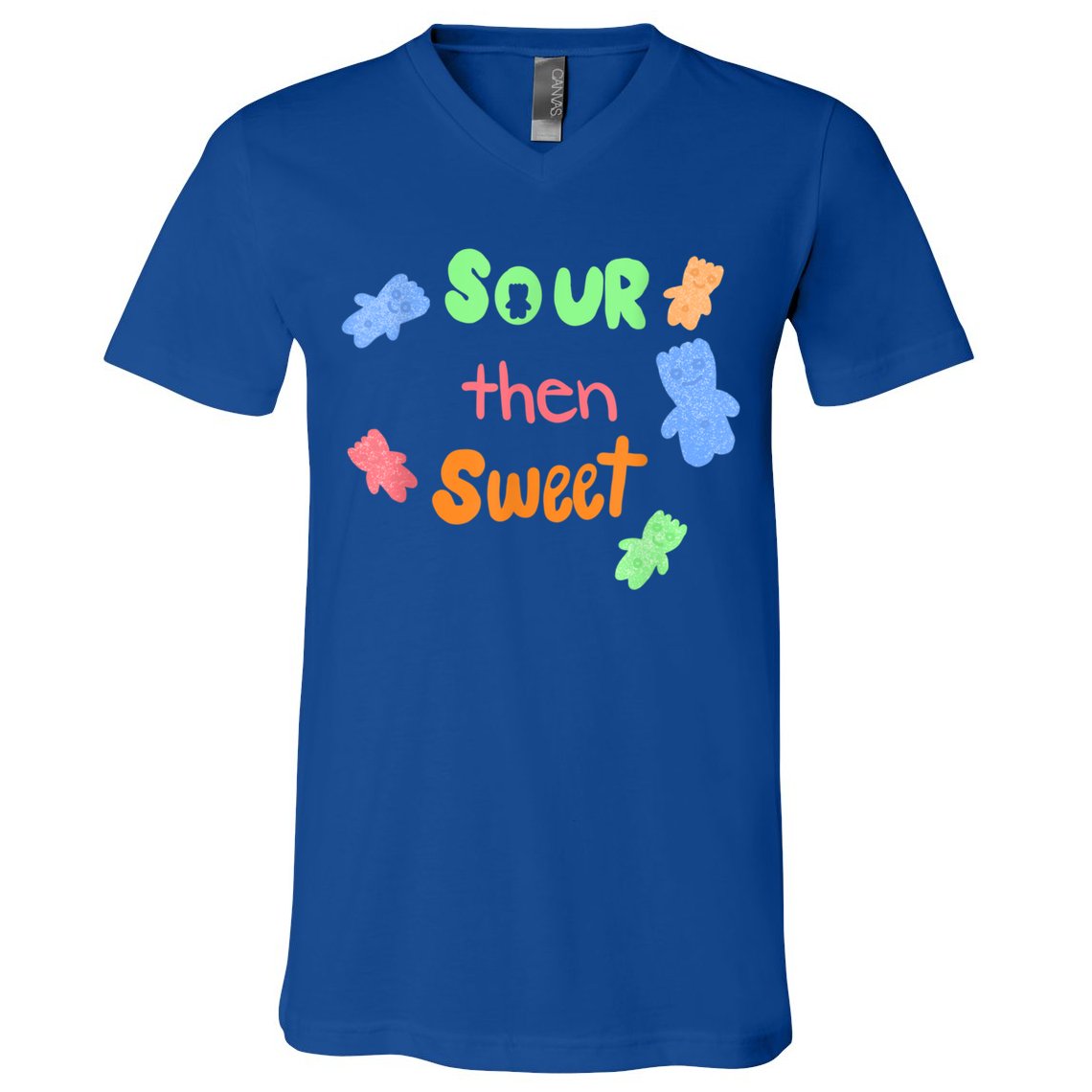 Sour Then Sweet Sour Candy Patch V-Neck T-Shirt