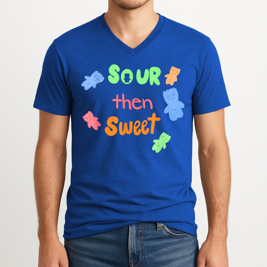 Sour Then Sweet Sour Candy Patch V-Neck T-Shirt
