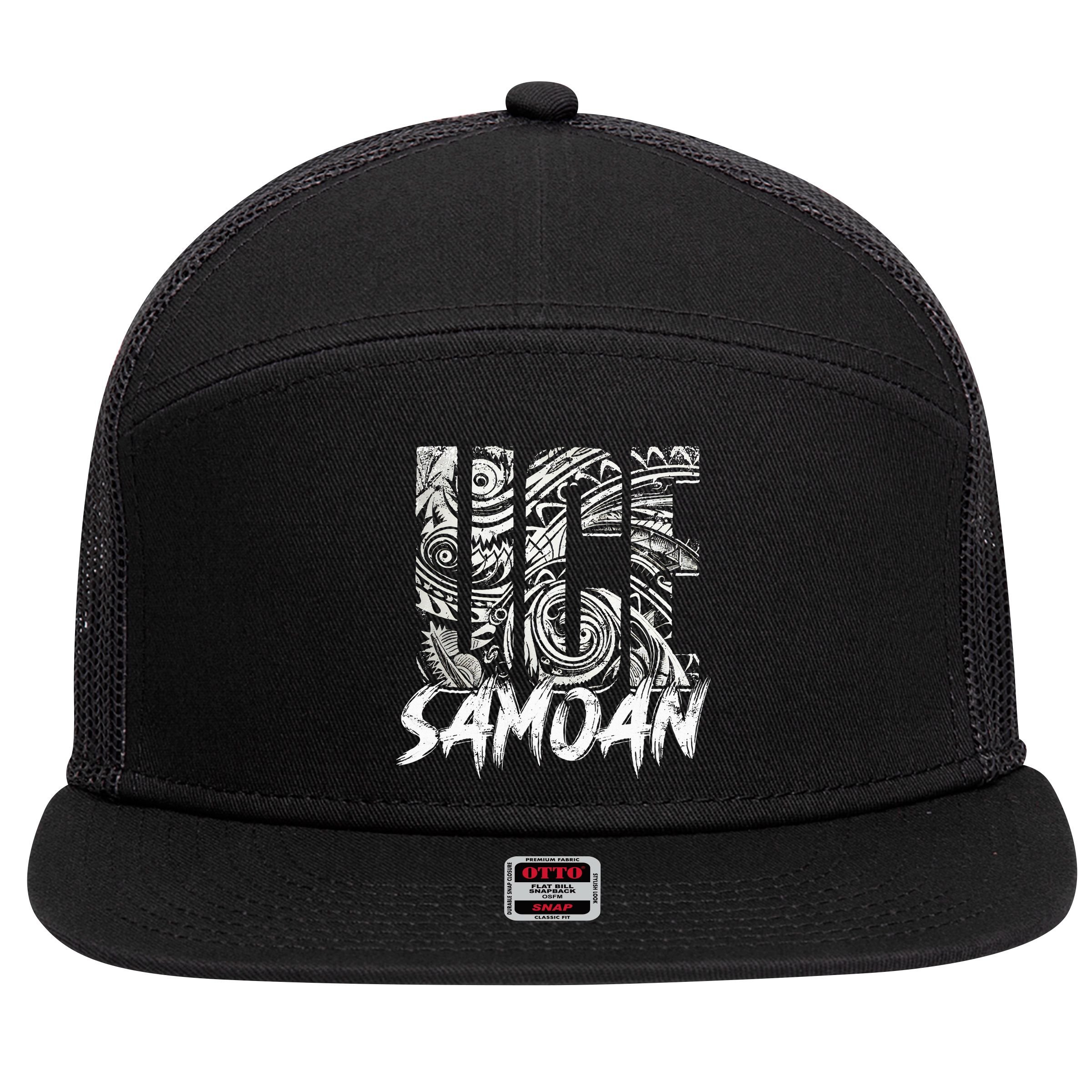 Samoan Tribal Samoa Polynesian Tanoa Uce Samoan 7 Panel Mesh Trucker Snapback Hat