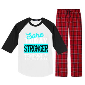 Sore Today Stronger Tomorrow Motivational Fitness Workout Gift Raglan Sleeve Pajama Set