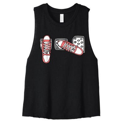 Save The Stick Funny Manual Transmission Three Pedals Car Women's Racerback Cropped Tank