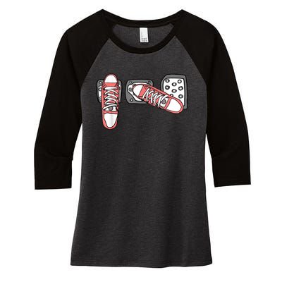 Save The Stick Funny Manual Transmission Three Pedals Car Women's Tri-Blend 3/4-Sleeve Raglan Shirt