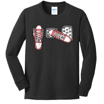 Save The Stick Funny Manual Transmission Three Pedals Car Kids Long Sleeve Shirt