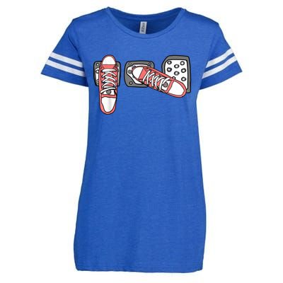 Save The Stick Funny Manual Transmission Three Pedals Car Enza Ladies Jersey Football T-Shirt