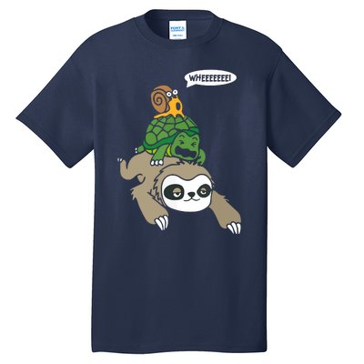 Sloth Turtle Snail Piggyback Animal Running Wild Tee Tall T-Shirt