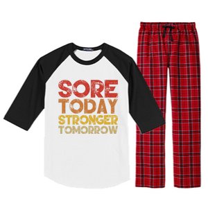 Sore Today Stronger Tomorrow Motivational Gym Workout Gift Meaningful Gift Raglan Sleeve Pajama Set