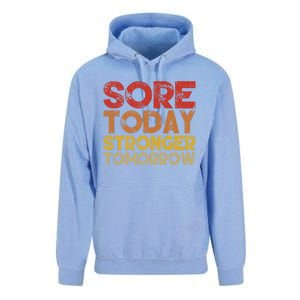 Sore Today Stronger Tomorrow Motivational Gym Workout Gift Meaningful Gift Unisex Surf Hoodie