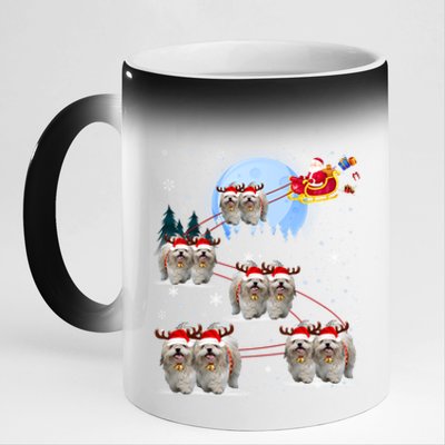 Shih Tzu Santa Reindeer Sleigh Santa Hat Christmas Gift 11oz Black Color Changing Mug