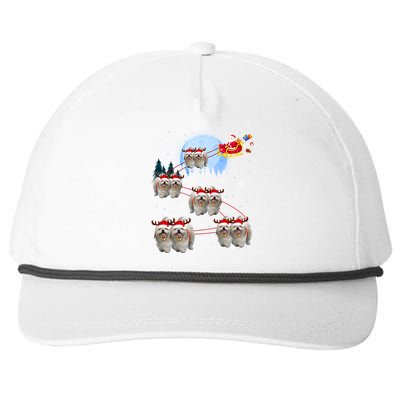 Shih Tzu Santa Reindeer Sleigh Santa Hat Christmas Gift Snapback Five-Panel Rope Hat