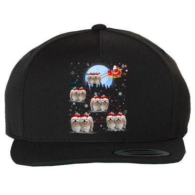 Shih Tzu Santa Reindeer Sleigh Santa Hat Christmas Gift Wool Snapback Cap