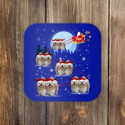 Shih Tzu Santa Reindeer Sleigh Santa Hat Christmas Gift Coaster