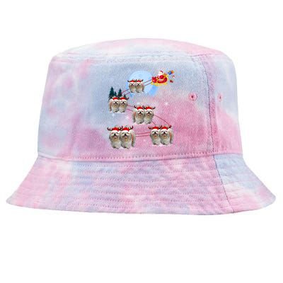 Shih Tzu Santa Reindeer Sleigh Santa Hat Christmas Gift Tie-Dyed Bucket Hat