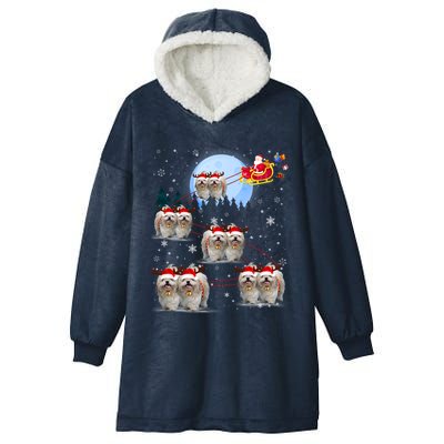 Shih Tzu Santa Reindeer Sleigh Santa Hat Christmas Gift Hooded Wearable Blanket