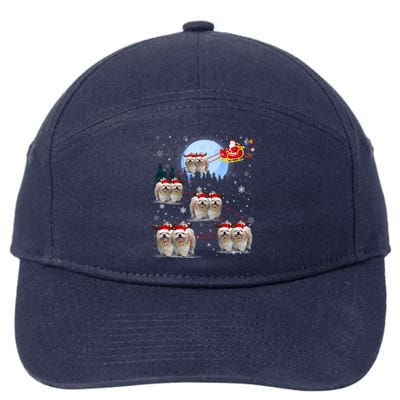 Shih Tzu Santa Reindeer Sleigh Santa Hat Christmas Gift 7-Panel Snapback Hat