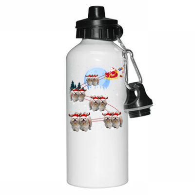 Shih Tzu Santa Reindeer Sleigh Santa Hat Christmas Gift Aluminum Water Bottle