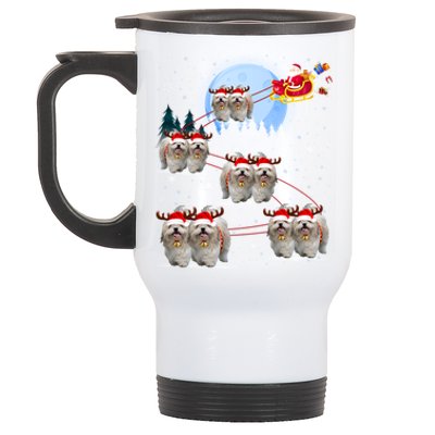 Shih Tzu Santa Reindeer Sleigh Santa Hat Christmas Gift Stainless Steel Travel Mug