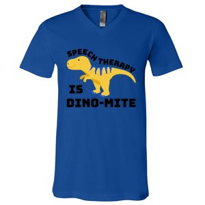 Speech Therapist Speech Therapy Is Dinogiftmite Gift V-Neck T-Shirt