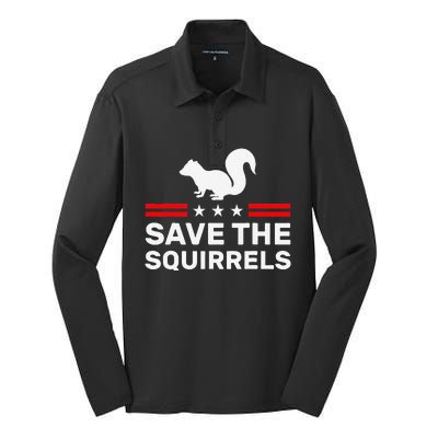 Save The Squirrels For Peanut Squirrel Silk Touch Performance Long Sleeve Polo