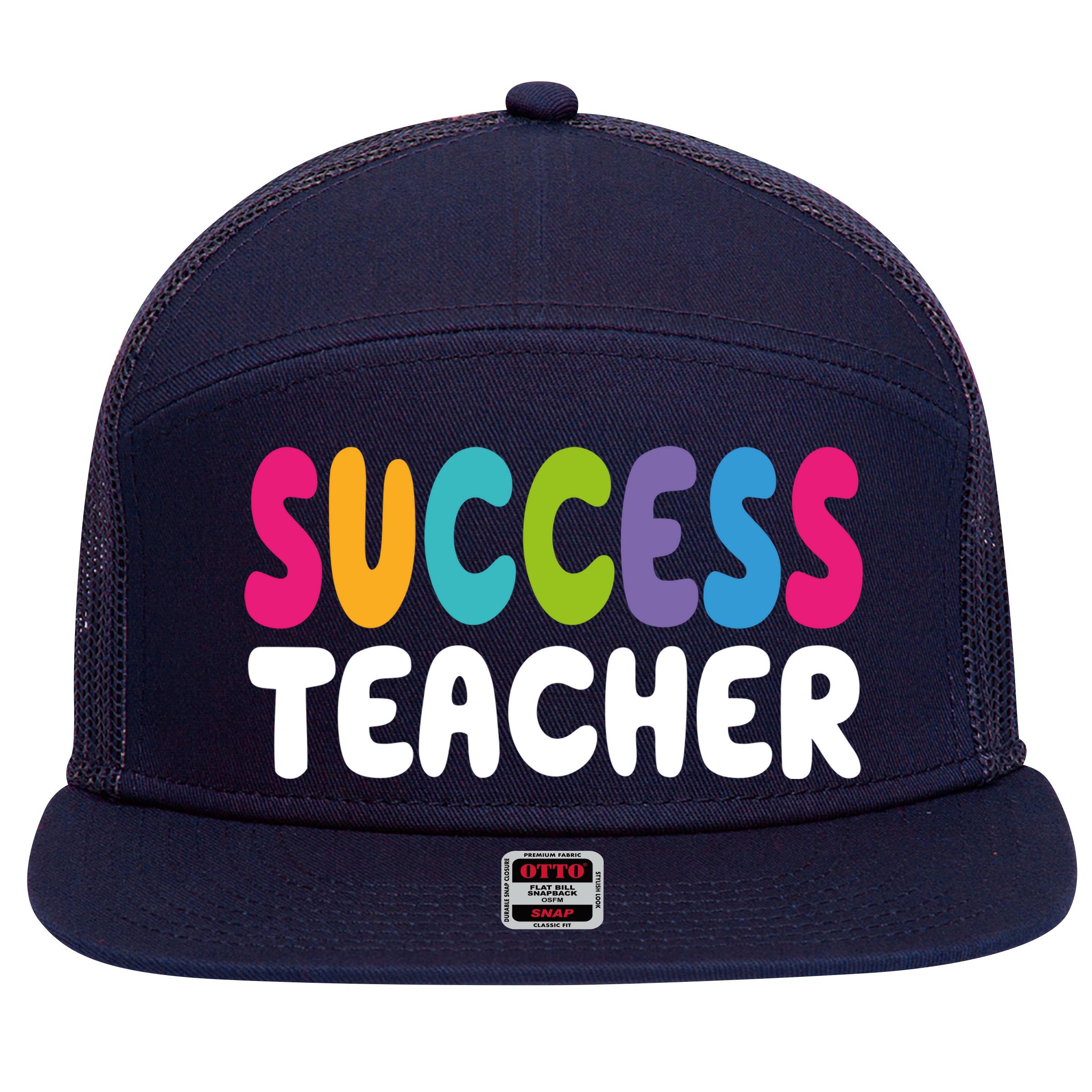 Success Teacher 7 Panel Mesh Trucker Snapback Hat