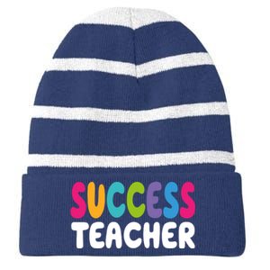 Success Teacher Striped Beanie with Solid Band