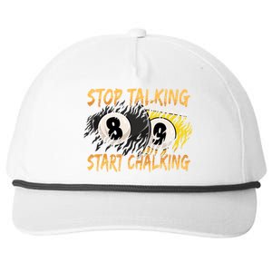 Stop Talking Start Chalking Billiards Cue 8ball Pool Gift Snapback Five-Panel Rope Hat