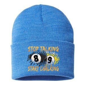 Stop Talking Start Chalking Billiards Cue 8ball Pool Gift Sustainable Knit Beanie