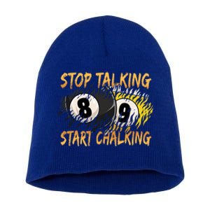 Stop Talking Start Chalking Billiards Cue 8ball Pool Gift Short Acrylic Beanie