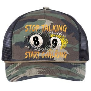 Stop Talking Start Chalking Billiards Cue 8ball Pool Gift Retro Rope Trucker Hat Cap