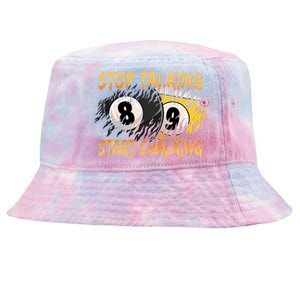 Stop Talking Start Chalking Billiards Cue 8ball Pool Gift Tie-Dyed Bucket Hat