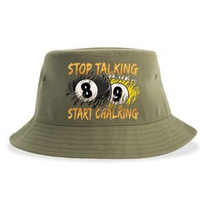 Stop Talking Start Chalking Billiards Cue 8ball Pool Gift Sustainable Bucket Hat