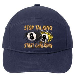 Stop Talking Start Chalking Billiards Cue 8ball Pool Gift 7-Panel Snapback Hat