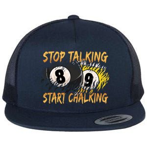 Stop Talking Start Chalking Billiards Cue 8ball Pool Gift Flat Bill Trucker Hat