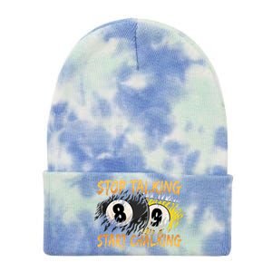 Stop Talking Start Chalking Billiards Cue 8ball Pool Gift Tie Dye 12in Knit Beanie