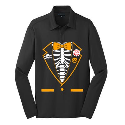 Skeleton Tuxedo Silk Touch Performance Long Sleeve Polo