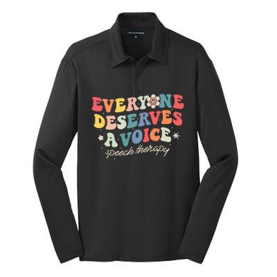 Speech Therapy Speech Language Pathologist SLP Team Women Silk Touch Performance Long Sleeve Polo