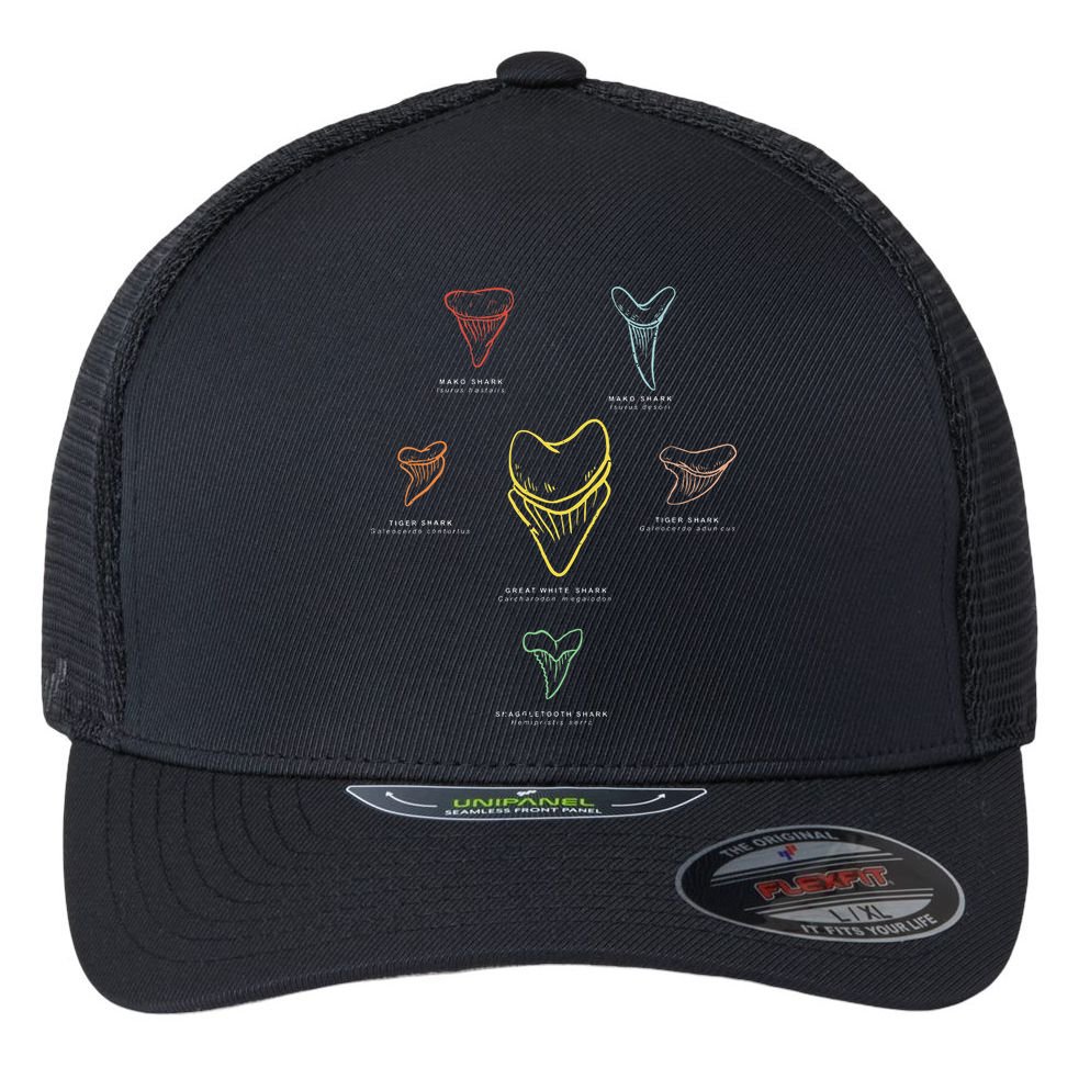 Shark Teeth Shark Tooth Types Shark Teeth Collector Flexfit Unipanel Trucker Cap