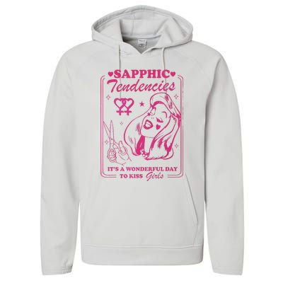 Sapphic Tendencies Sapphic Retro Lesbian Performance Fleece Hoodie